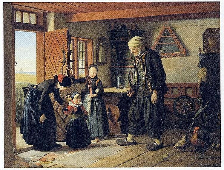 Julius Exner Besoget hos Bedstefader Norge oil painting art